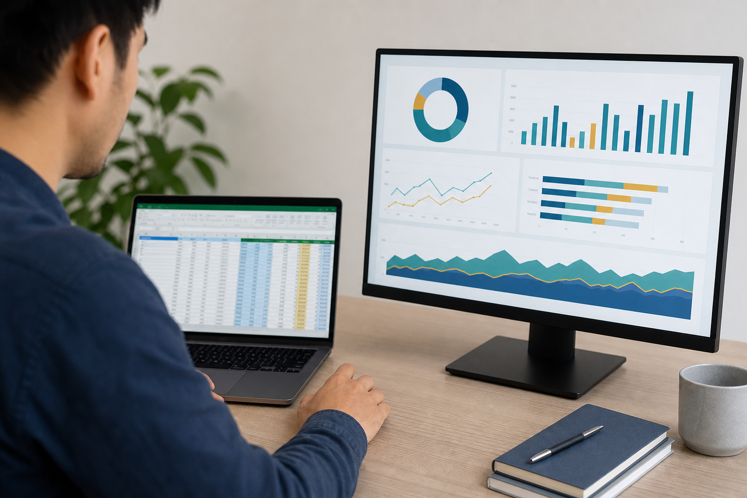 Service/process section visual of spreadsheet to dashboard workflow